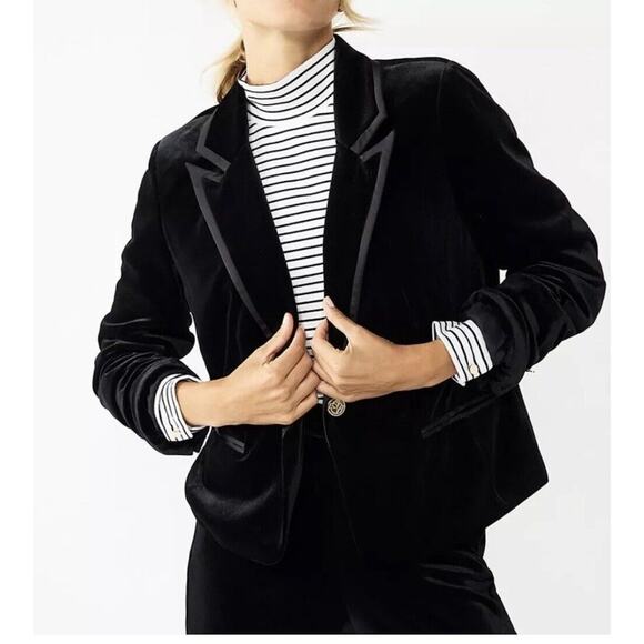 Draper James Blazer Womens Small Black Velvet Witchy Career Office Work Jacket - Picture 6 of 11